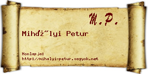 Mihályi Petur névjegykártya